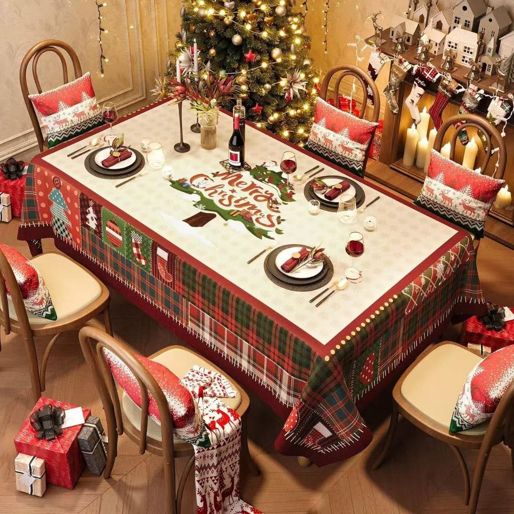 Festive Christmas Tablecloth for Dining Table Holiday Decor Home Party Theme Cover
