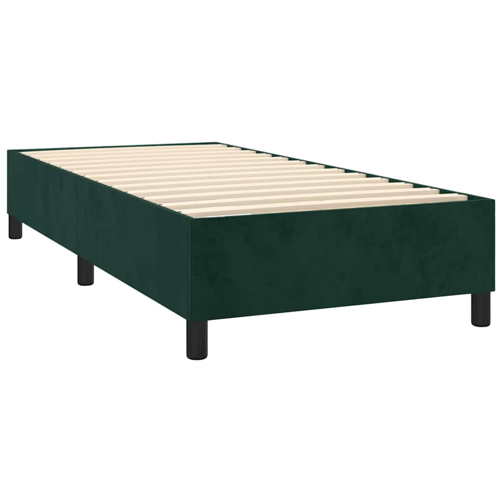 Box Spring Bed with Mattress Dark Green 90 x 200 cm Velvet