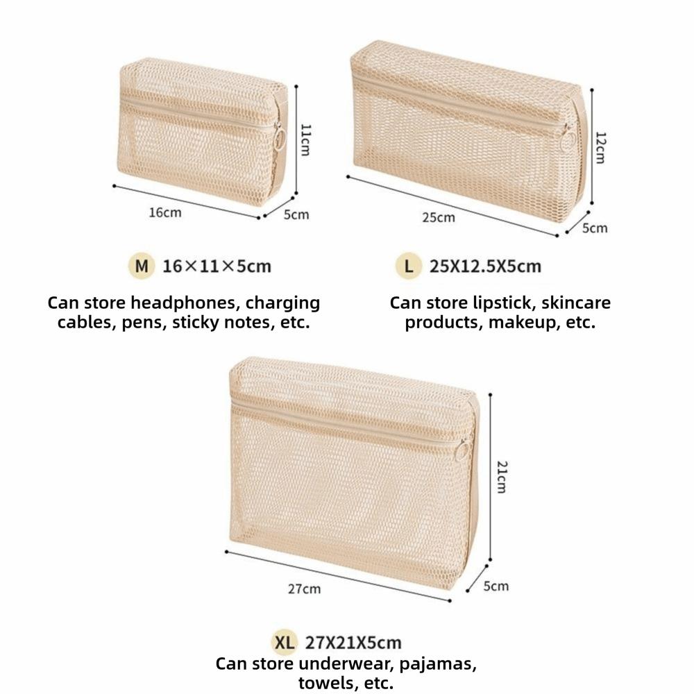 Zipper Mesh Makeup Storage Bag Handheld Multifunctional Mesh Clothing Bag  Travel