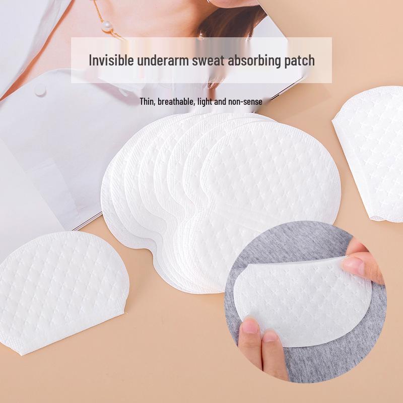 Almofadas Descartáveis Absorventes de Suor: Adesivos Anti-Sujeira para Axilas, Aba de Chapéu e Gola, Branco