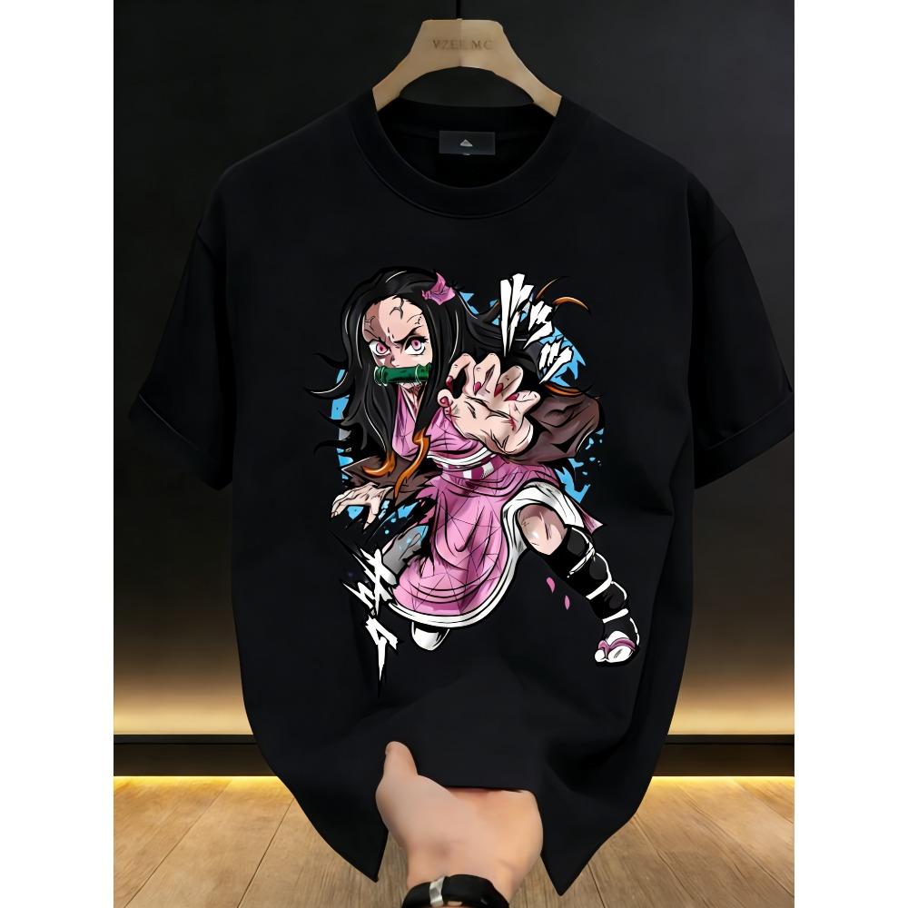 Plus Size Demon Slayer Anime Printed Men and Women Tshirt Casual Parent Child Top Fashion Cotton Y2K Harajuku Street Summer