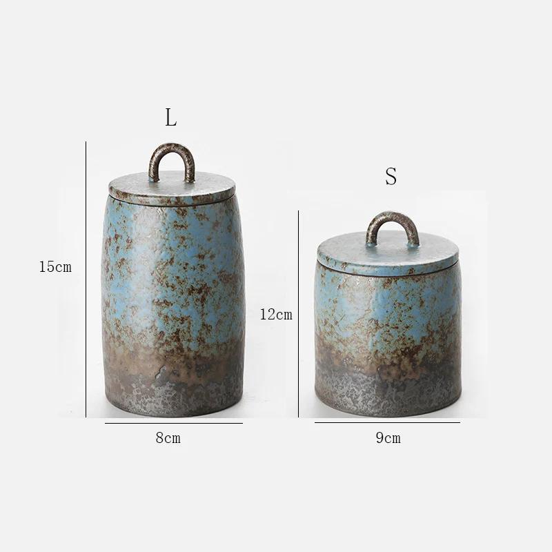 Tarro de Té de Cerámica Gruesa Tarros de Té Despertar Estilo Japonés Almacén Cerámico Tarro de Almacenamiento Sellado Cajas de Té Retro Pu Erh Decoración del Hogar