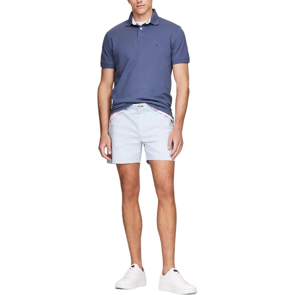 Tommy Hilfiger Logo Embroidered Fitted Short Sleeve Polo Shirt Men polo shirts Blue 78JA598-C9T