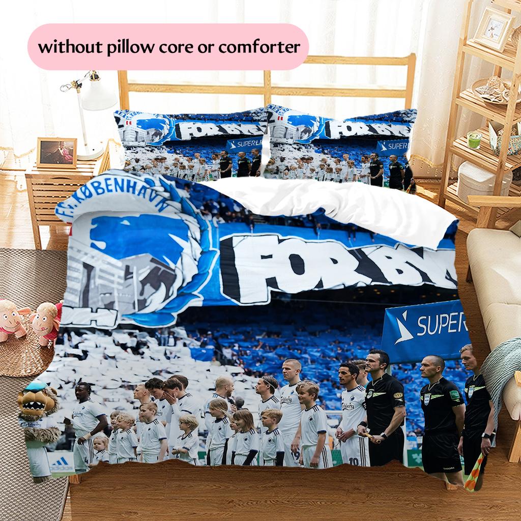 Copenhagen Football Club Pattern Bedding Home Decoration Birthday Gift (1 * duvet cover + 2 * pillowcase, without core)