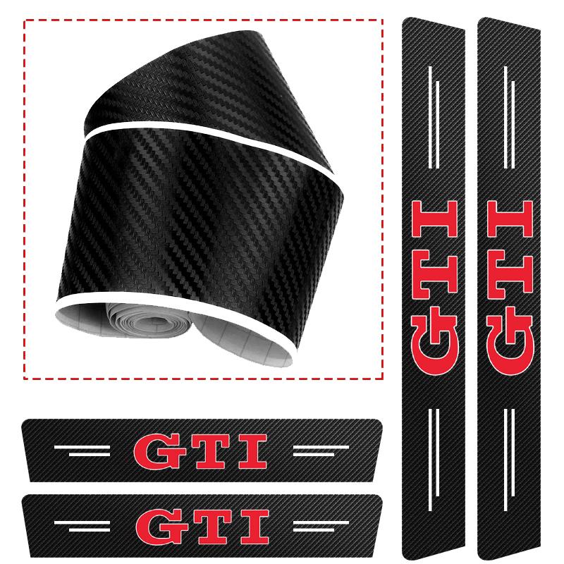 1/4/5Pcs Car Door Sill Scuff Plate Decor Carbon Fiber Stickers For Volkswagen GTI Tiguan Passat Golf Polo Touareg Magotan Caddy