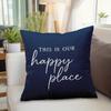 1Pc This Is Our Happy Place Pillow Cover, Polyester 2D Double-Sided Print, Inspirational Quote Design, Cozy Family Home & Car De