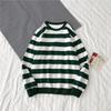 Men's Autumn Winter Round Neck Stripe Sweatshirt Pullover Tops Long Sleeved