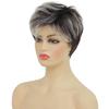 Women Short Natural Wave Wigs with Bangs Stylish Layered Black Gray White Hair for Daily Cosplay Use Heat Resistant Fibre