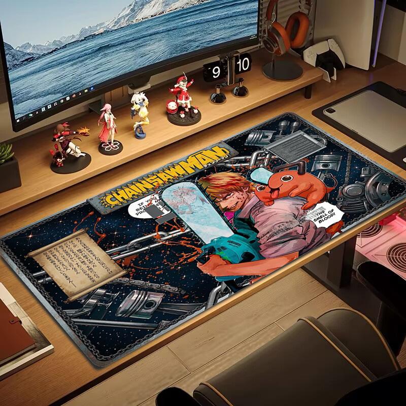 Chainsaw Man Color Mouse Pad Large Gaming Table Cushion Non-slip Laptop Tablet Big Mousepad XXL Mat Mini PC Playmat With Lock Edge