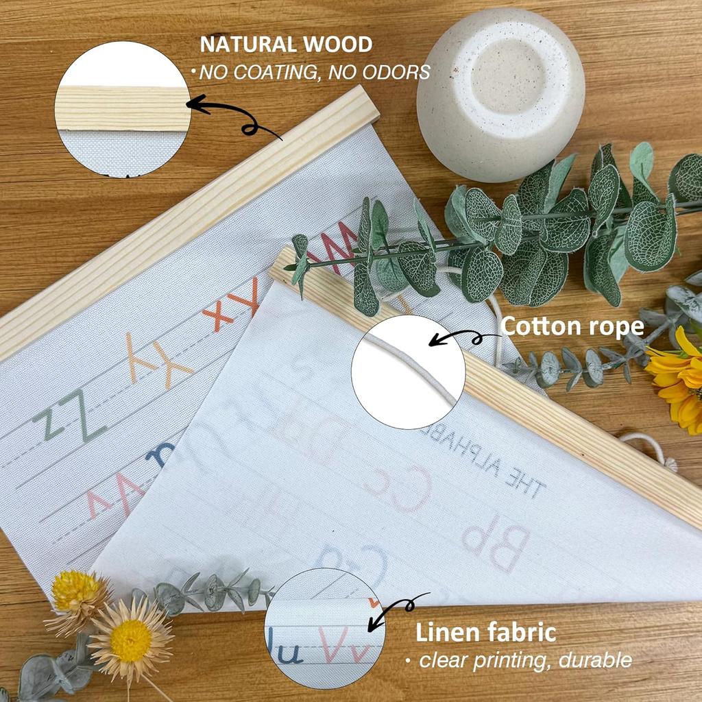 BONETAT Numbers alphabet poster for Nursery Toddlers, Play Room Wall Decor, ABC Wall Chart, Wall Hanging Decor for Toddler Playroom Decor Kids Wall