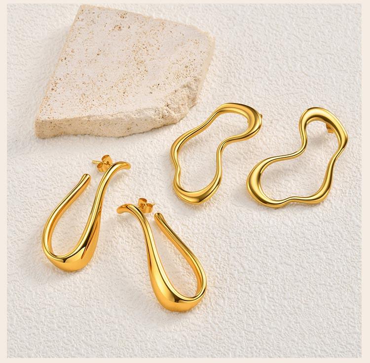 Unique Stainless Steel Stud Earring for Women, 18K Gold Color Plated Geometric Statement Earring Jewelry Wholesale