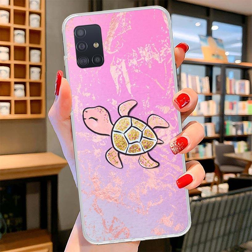 Cartoon Sea Turtle Tortoise Cover Phone Case For Samsung Galaxy A12 A22 A32 A52 A72 A02S Phone Case Note 20 Ultra 10 S10 Plus A5