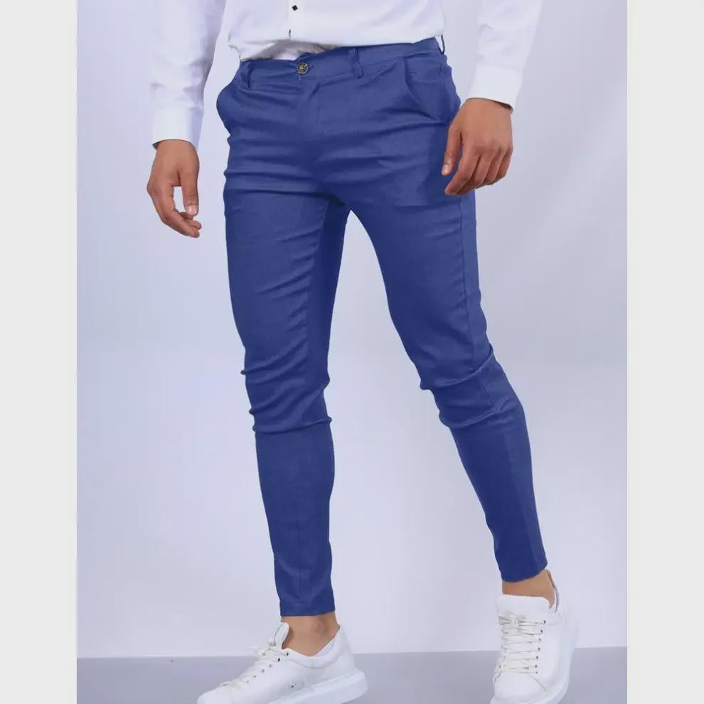Pantaloni da uomo casual da lavoro a vestibilità slim, texture europea e americana