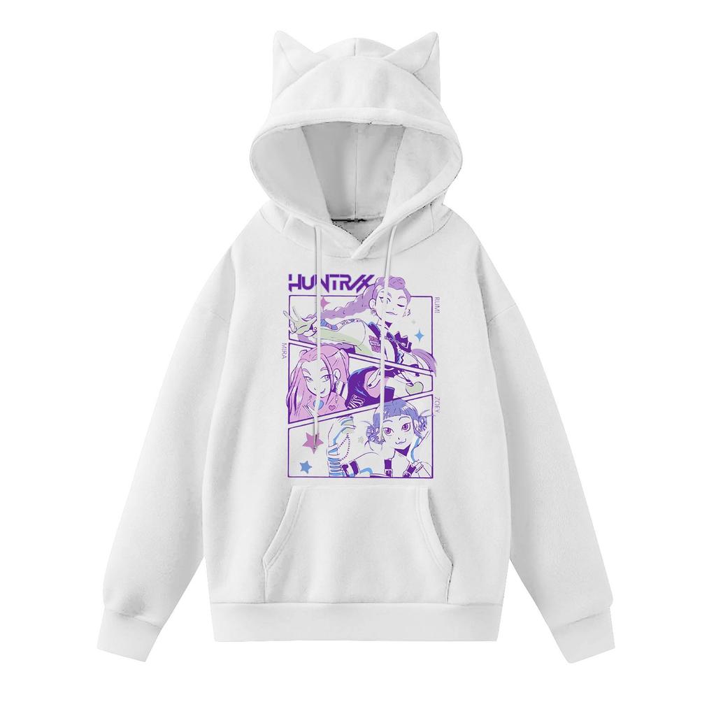 Ladies Fashion Casual Long Sleeve Printed Round Neck Hoodie Pullover Top With  Pockets