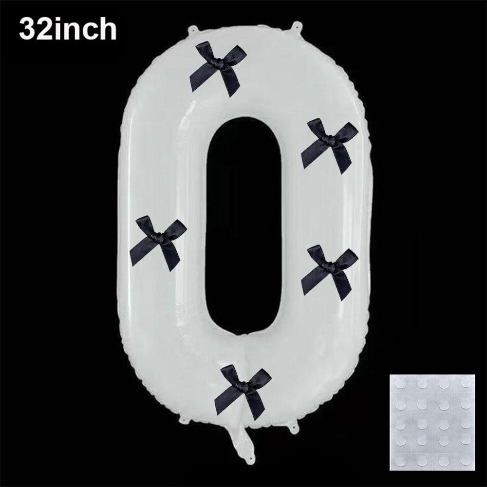 32inch Aluminum Film Black Bow Number Balloons Ribbon Bows Balloons for Birthday Decoration Supplies Anniversary Number Balloons