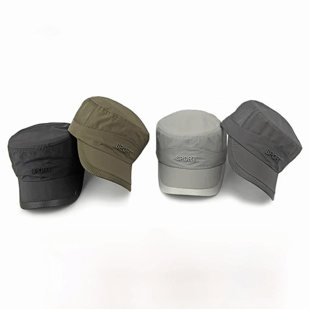 Adjustable Flat Top Cap Sun Protection Quick Drying Cap Retro Mesh Sun Hat Sports Activities