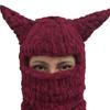 Handmade Balaclava Neck Protect Hat with Cute Devil Horn Winter Knit Hat Presents for Students Teens Cycling Skiing