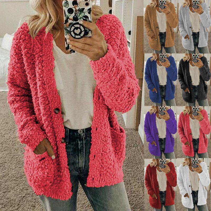 

EBay Amazon Fall and Winter Europe and America Cross Border Foreign Trade Women s Clothing Woolen Velvet Coat Plus Size Tops Women s Fashion Light gray M
