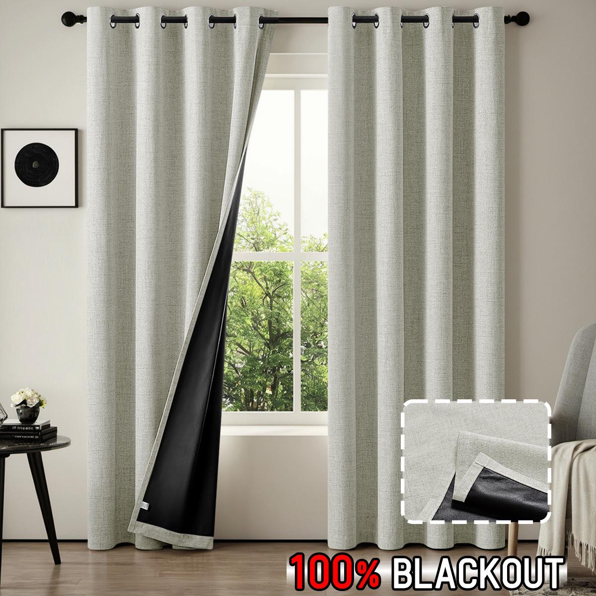 

Черные светонепроницаемые шторы с имитацией пеньки и радужным рисунком для защиты от солнца в гостиных 100x130cm (Grommet Panel)