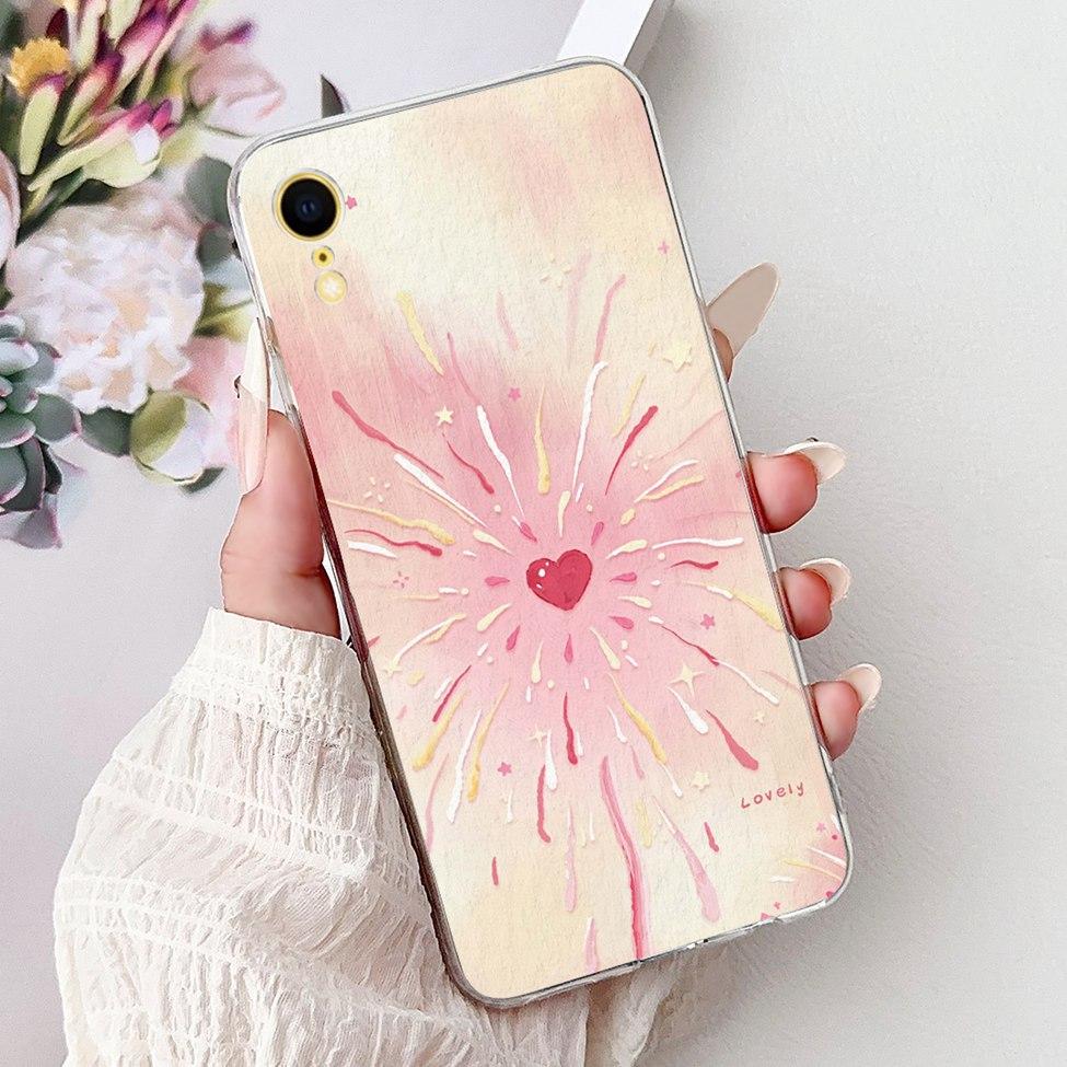 Klar Für iPhone XR Hülle Abdeckung Luxus Mode Blumen Süße Katze Lustig Cool Bemalt Weiche Handyhülle A2105 A1984 A2107 A2108 A2106