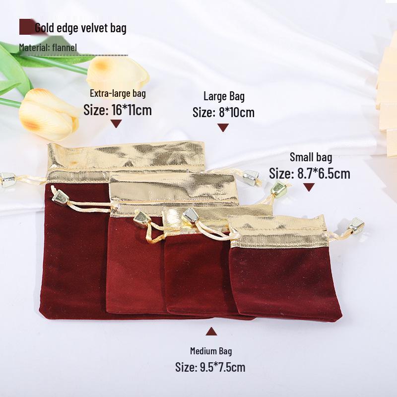 Black Velvet Drawstring Jewelry Pouch