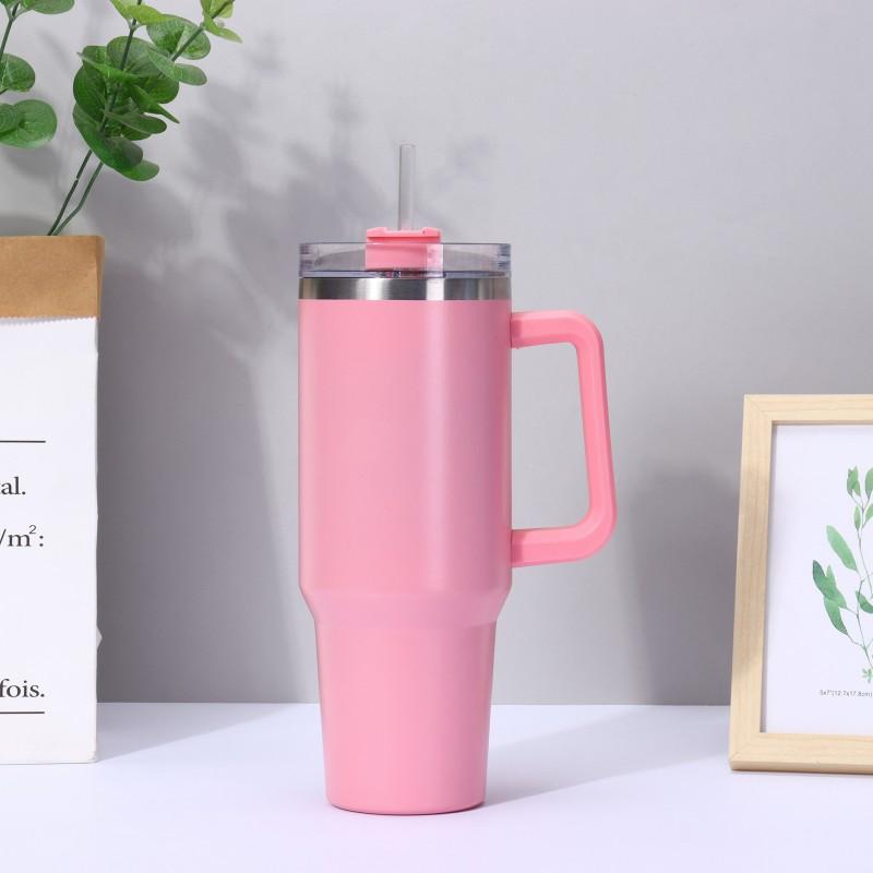 40oz Large Capacity Insulated Travel Mug With Handle Straw 304 Stainless Steel Vacuum Thermos Car Office Outdoor Use
