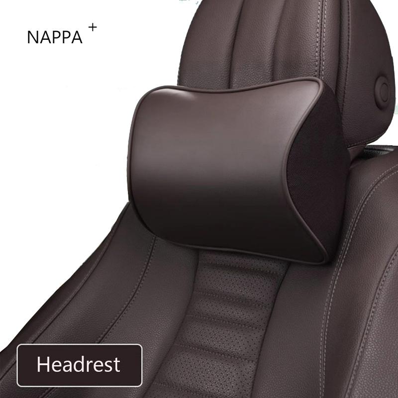 NAPPA Leather Car Neck Pillow For Tesla Model 3 Model Y Model X Auto Rear Seat Back Headrest Lumbar Supports Travel Cushion