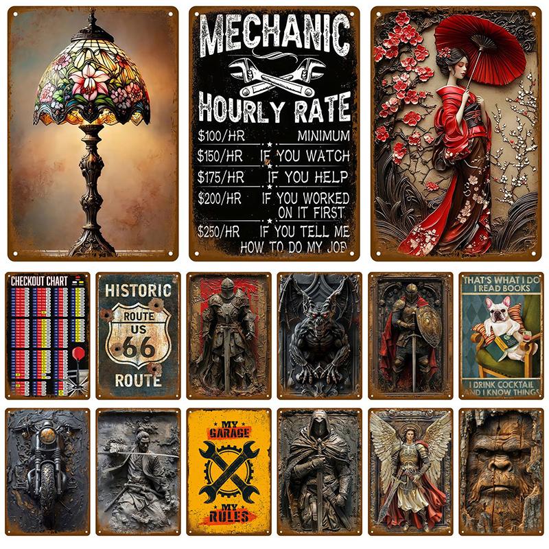 Retro Tin Sign Vintage Metal Signs Plates Posters House Interior Bathroom Wall Art Mural Aesthetic Room Home Decor Decorations