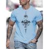 Men's summer 100 cotton fashionable casual sports loose mountain and compass pattern printed round neck short sleeved T-shirt