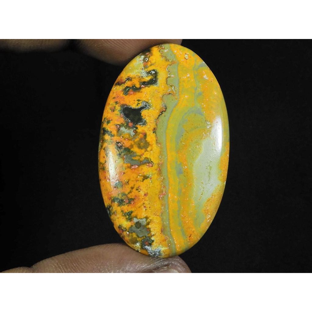 62Cts. Natural Bumble Bee Jasper Oval Cabochon Loose Gemstone 27X45X06 MM D-70