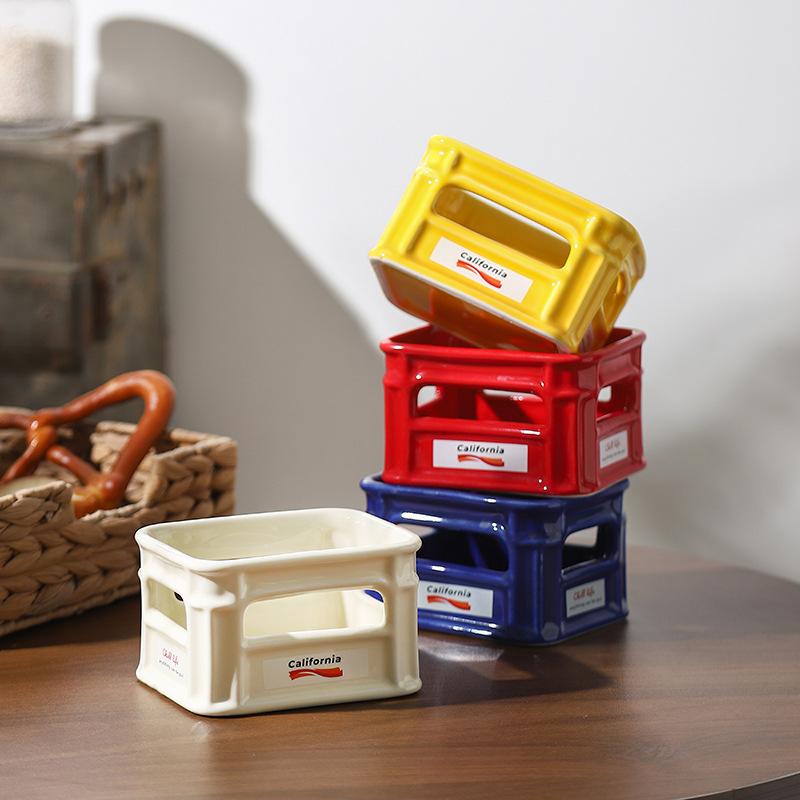 2025 New Creative Ceramic Snack Bowl Living Room Home Fruit Bowl Cafe Snack Basket Popcorn French Fries Bowl