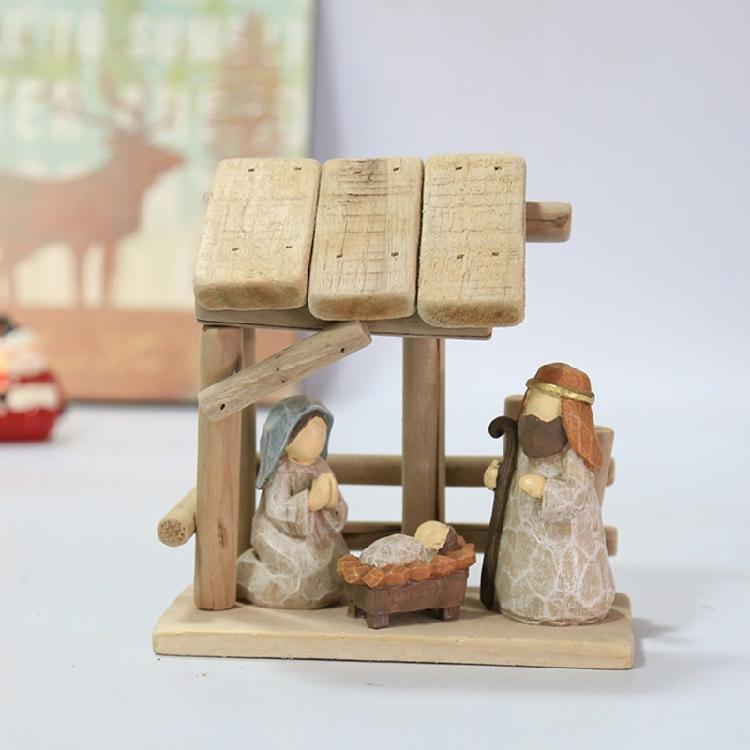 Christ Nativity Statue Scene Baby Jesus Manger Catholic Church Decoration