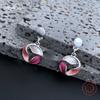 New rose red flower hollow alloy earrings, colored painting oil high-end women's petal studs