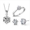 Luxury Six-clawed Moissanite Necklace Ring Earring Set 1-carat Shiny Wedding Jewelry for Women Bride
