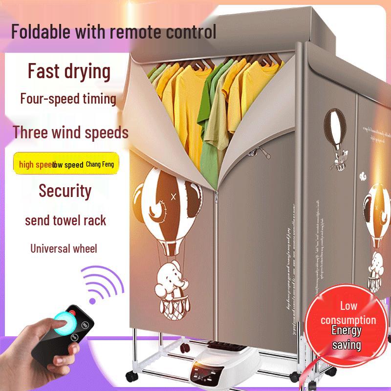 Foldable Remote-Controlled Clothes Dryer with Warm Air Blower for Home Use