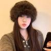 Korean Style Leopard Print Plush Mongolian Hat Warm Cap Brimless Plush  Bucket Hat  Outdoor