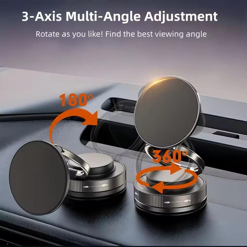 Car Phone Magnetic Stand with Mechanical Vacuum Suction Cup, 360 Degree Rotation ° Magnetic Adsorption Bracket Navigation Universal Holder