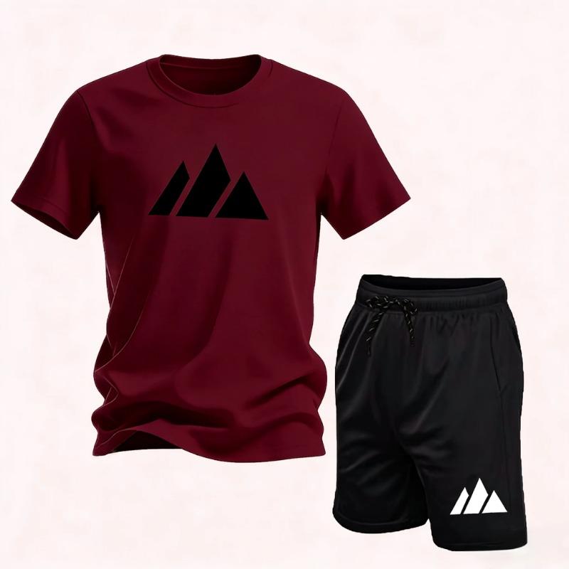 Sommer Mode Trendig Lässig Sport Zwei-Teiler Set Jugend Herren Kurzarm T-Shirt Shorts Set Atmungsaktiv Schnelltrocknend Active Wear