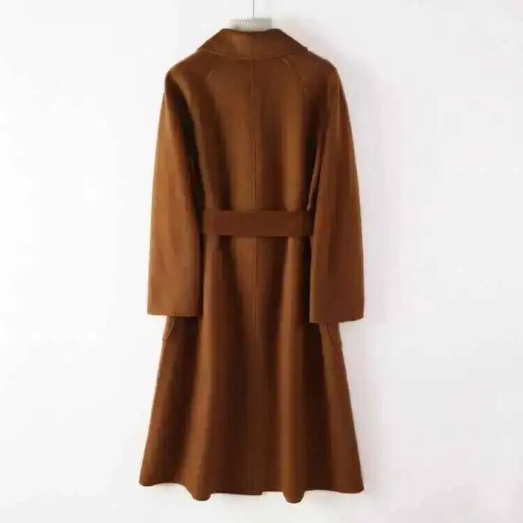 High Water Ripple Double-sided Wool Coat Women Long Bathrobe Style Autumn Winter Coat