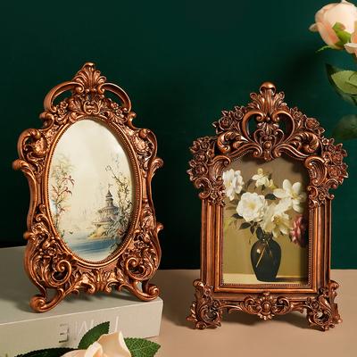 European-Style Creative American-Style Carved Vintage Resin Photo Frame Picture Frame Home Decoration Display Stand Wall Hanging Wedding