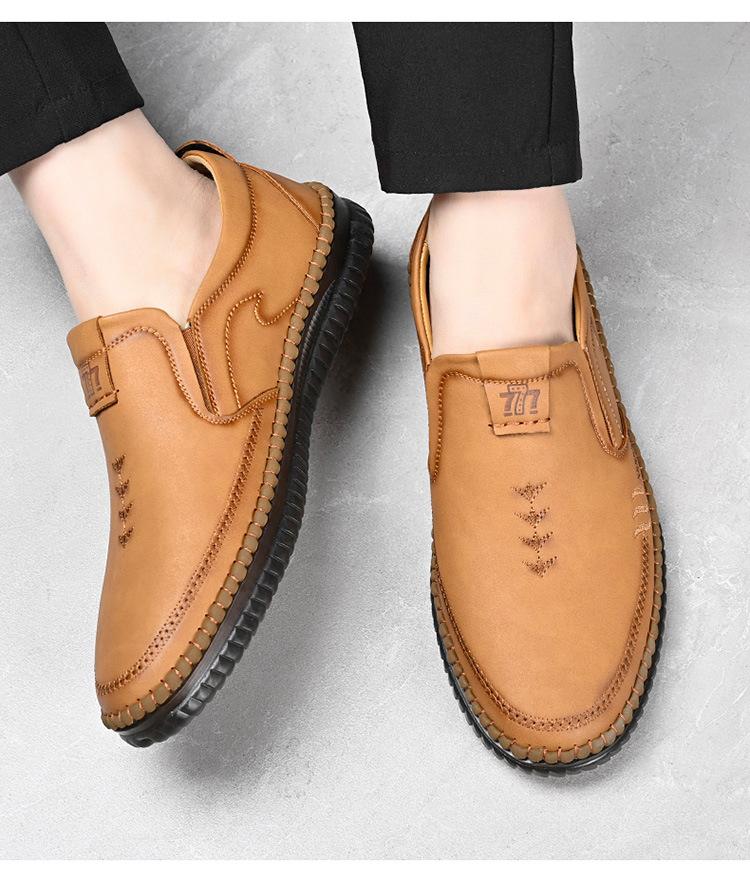 Fashion Leather Men Casual Shoes Handmade Lightweight Mens Loafers Breathable Comfortable Walking Shoes Slip-on Driving Shoes