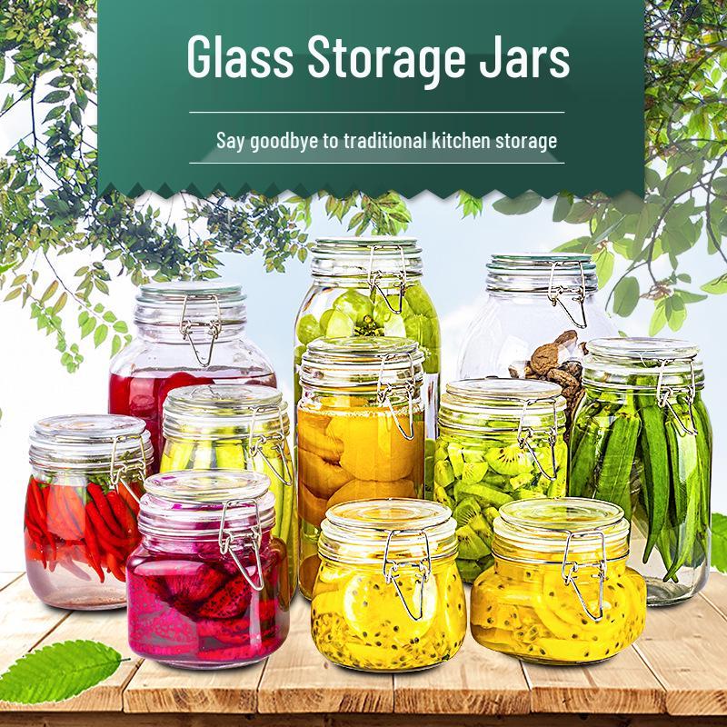 Glass Sealing Jar with Stainless Steel Buckle for Food Storage - Ideal for Tea, Grains, and Cereals In the Kitchen