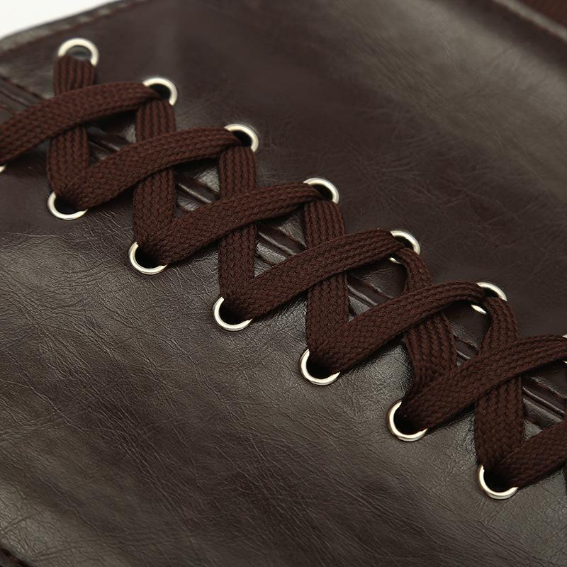 Women's Corset Belt Gothic Fashion PU Leather Female Lace-up Corset Belts Slimming Waist Vintage Corset Black Wide Belt for Girl