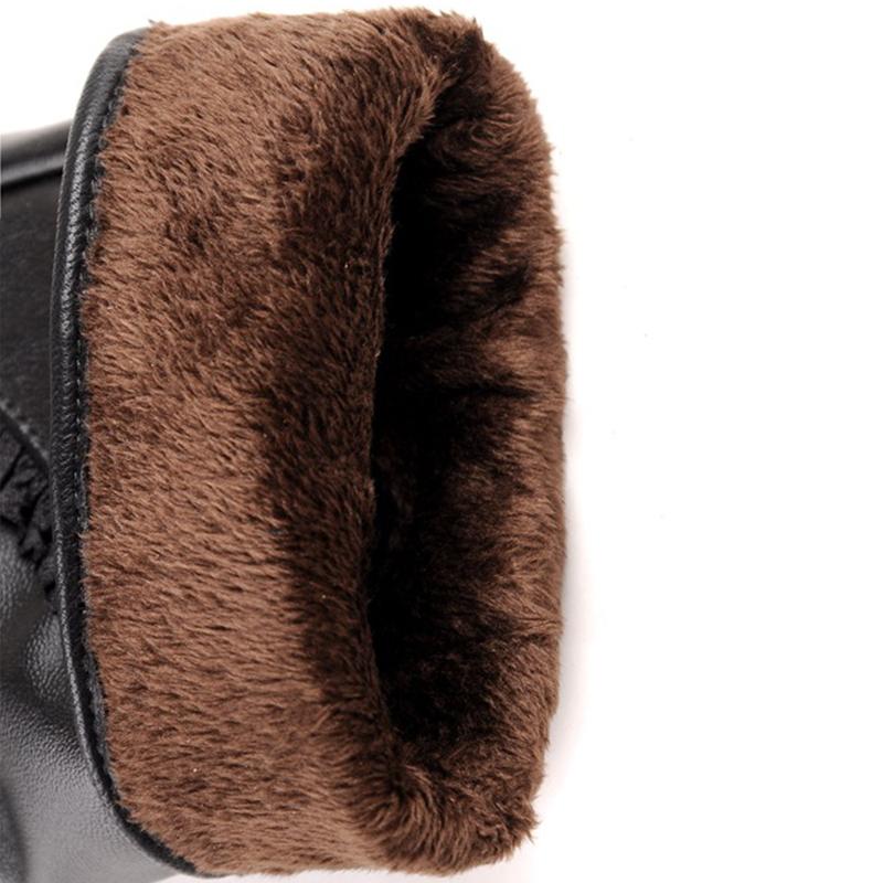 Winter Warmth Plus Velvet Short Thin Touch Screen Driving Women Leather Gloves