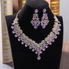 Latest Stylish Design Fancy Wedding Party Crystal Diamonds Necklace Jewellery Set for Women