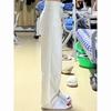 Women Loose Fit White High Waist Flowy Jeans Plus Size Straight Wide Leg Pants Spring Autumn