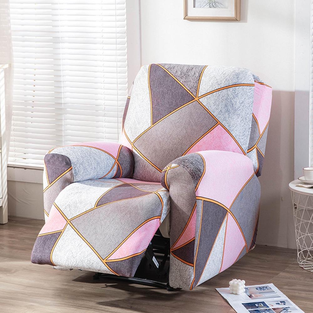 Elastic Recliner Sofa Cover Full Protection Thick Fabric Slipcover with Floral Print for Rocking Chairs