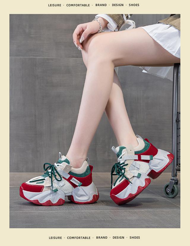 Spring and Autumn New Ins Trendy Cool Thick Bottom Dad Shoes Women's Colorful Versatile Small Height Increasing Sports and Leisure Shoes