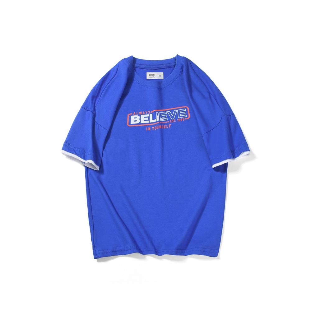 Kids' Korean Style Summer Cotton T-Shirt - Short Sleeve, Printed, Versatile