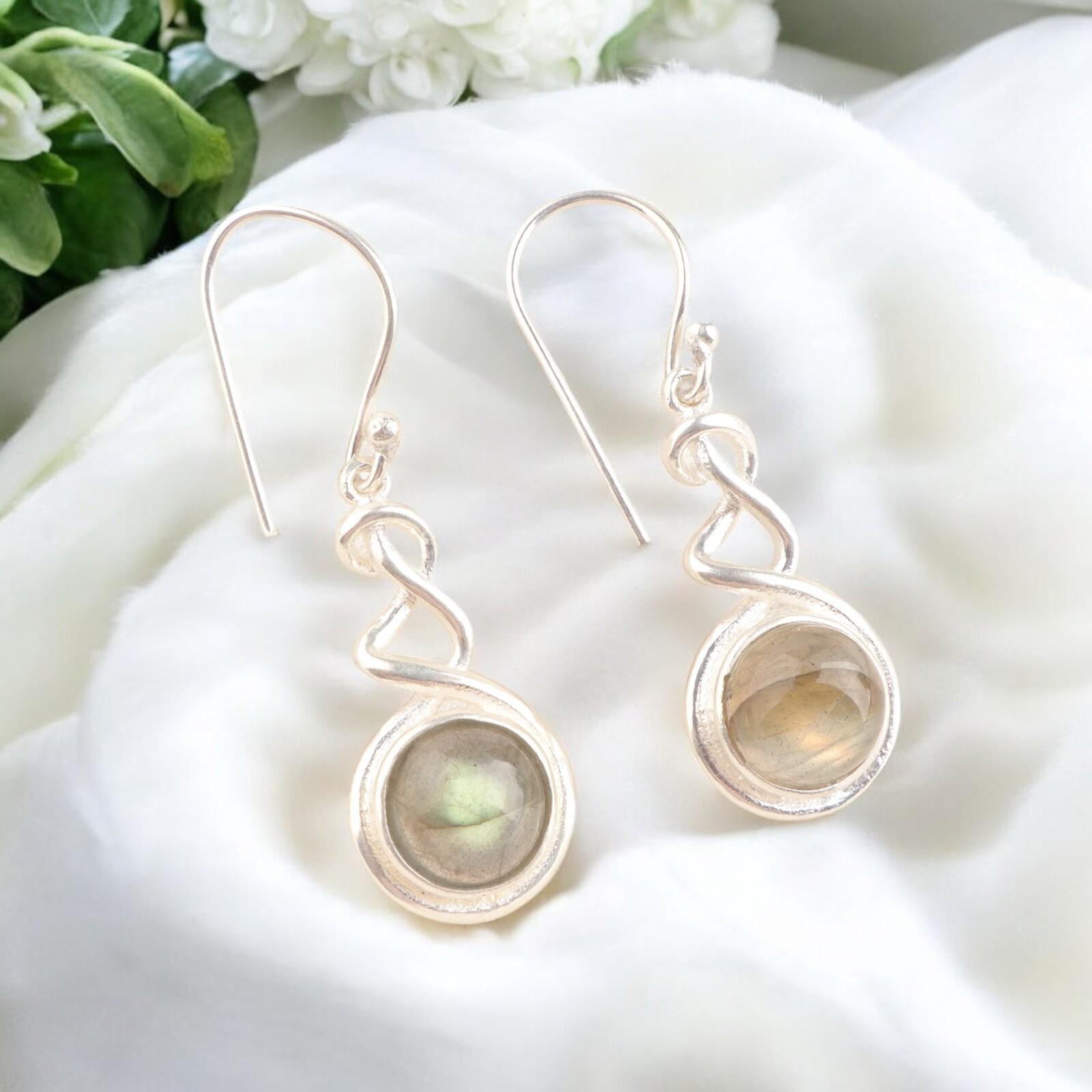 

Натуральный лабрадорит, драгоценный камень, серебро 925 пробы, украшения ручной работы, серьги CE-14-21